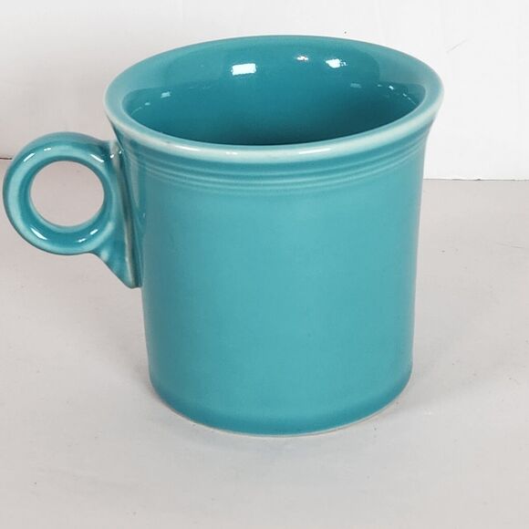 Vintage HLC Fiesta - Turquoise teal Blue Coffee Cup Mug  O Ring Handle -8 Oz - Picture 3 of 6